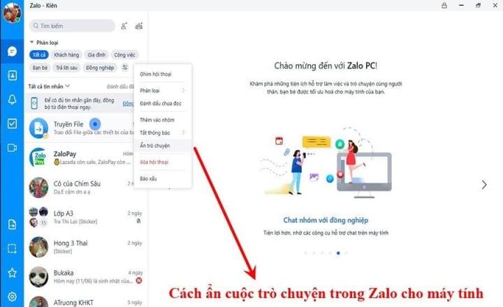 Cách ẩn cuộc trò chuyện Zalo trong một nốt nhạc - 1