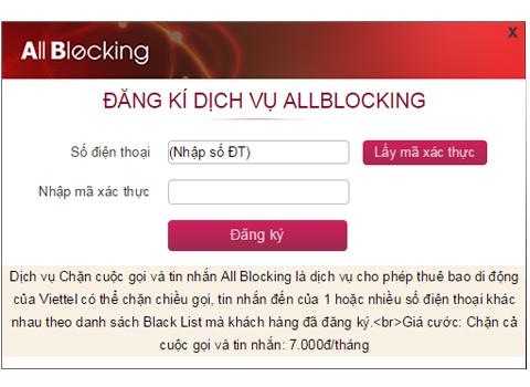 dụng dịch vụ All Blocking