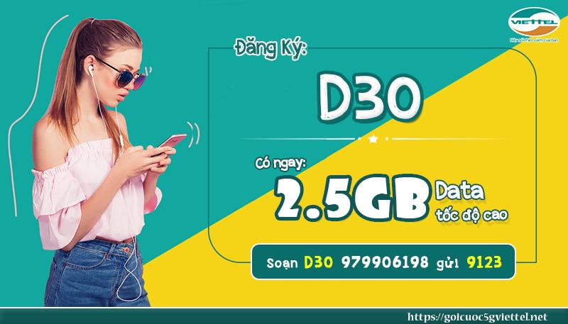 Gói cước D30 của Viettel