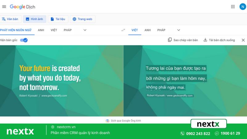 Dịch hình ảnh trên web với Google Translate