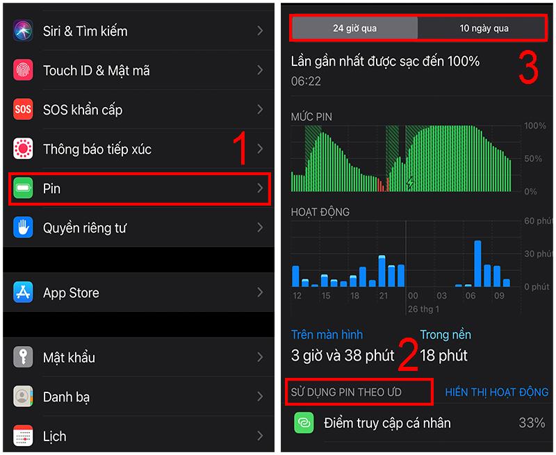 Xem tình trạng Sử dụng pin theo ứng dụng