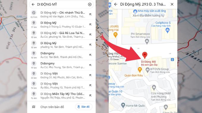 Tìm kiếm địa điểm trên Google Maps điện thoại