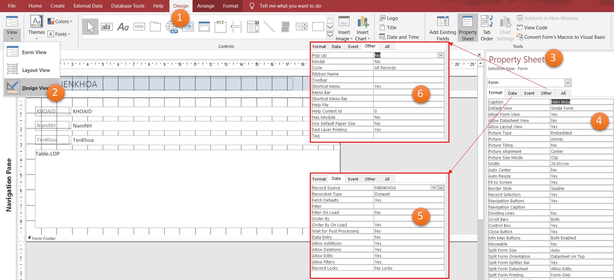 Tạo các biểu mẫu Form để  nhập dữ liệu trong  MS Access