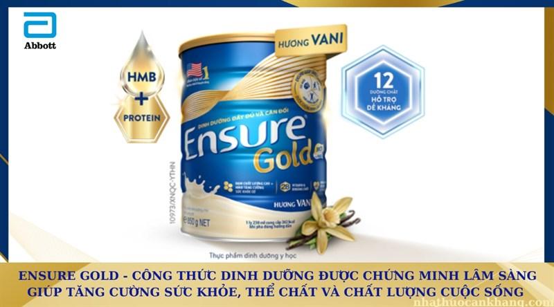 Sữa bột Ensure Gold bổ sung dinh dưỡng, tăng cường sức khỏe hương vani lon 850g