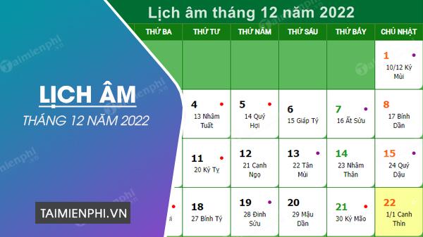 Lịch Âm tháng 12 năm 2022, Khám phá ngày tốt và những kỷ niệm đặc biệt