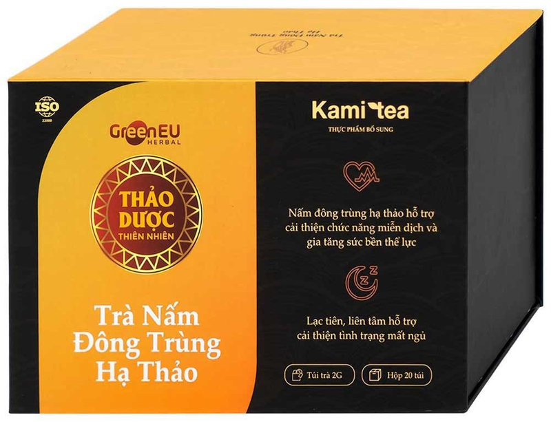 Trà Nấm Đông Trùng Hạ Thảo Kami tea hỗ trợ cải thiện chức năng miễn dịch, cải thiện tình trạng mất ngủ (20 túi)