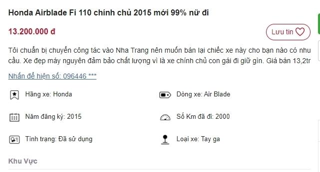 Xe máy Honda Air Blade 2015 chỉ có giá 13 triệu đồng: Hiệu năng vẫn cực "ngon"