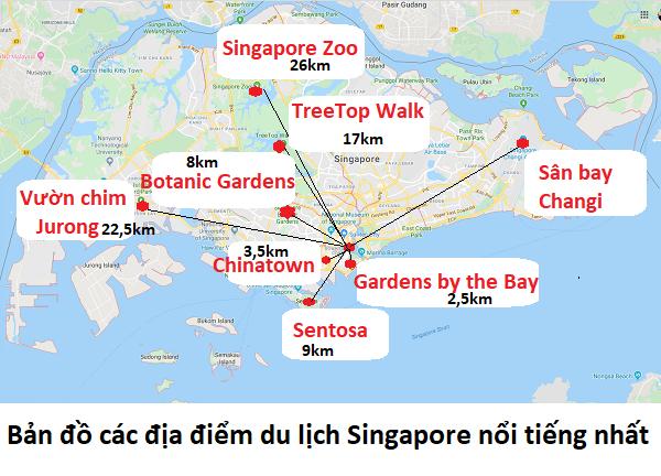 Bản đồ du lịch Singapore tổng hợp mới nhất. Bản đồ các địa điểm tham quan ở Singapore