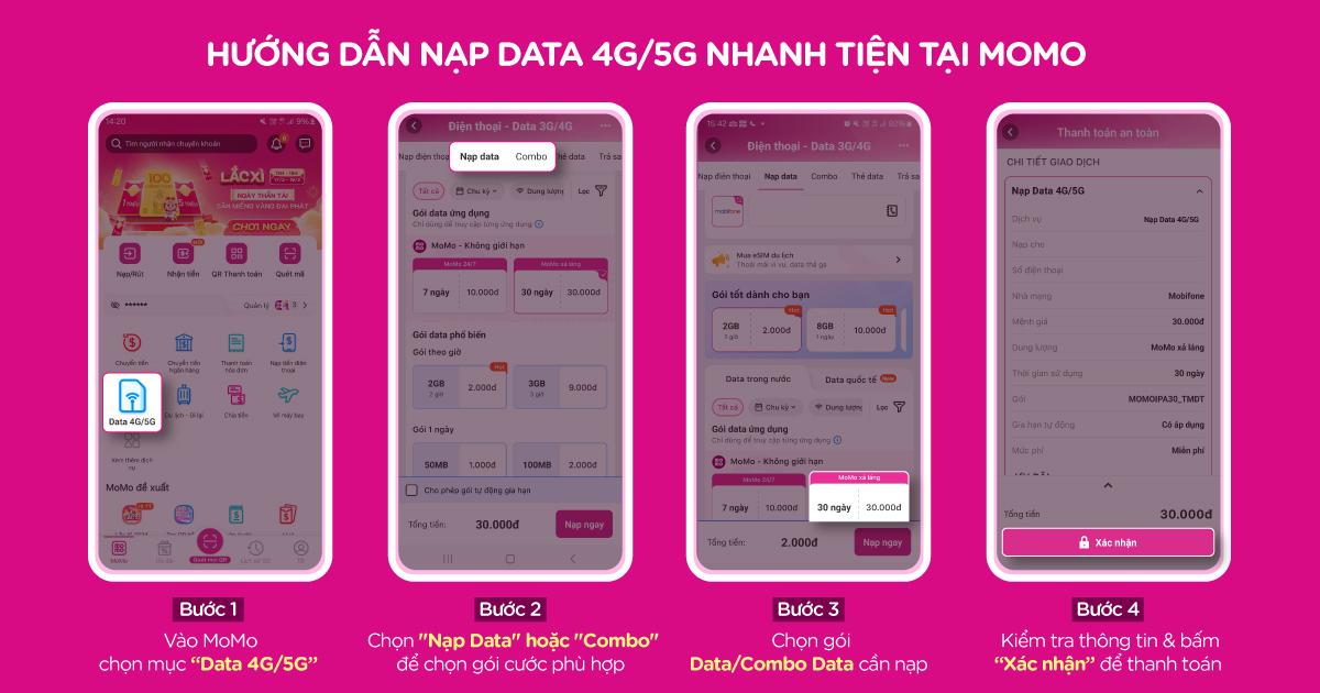 Đăng ký 4G MobiFone Tuần (7 ngày) siêu đơn giản trên MoMo