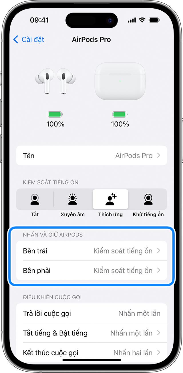 Thay đổi các chế độ cài đặt của AirPods và AirPods Pro