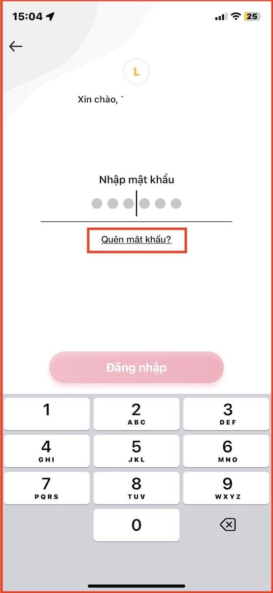 Nhấn chọn Quên mật khẩu
