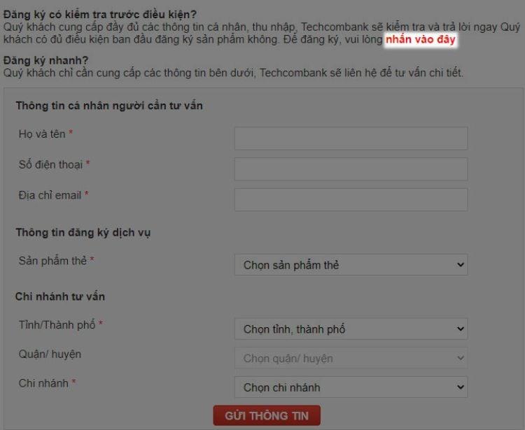 Hướng dẫn chi tiết cách làm thẻ Techcombank online