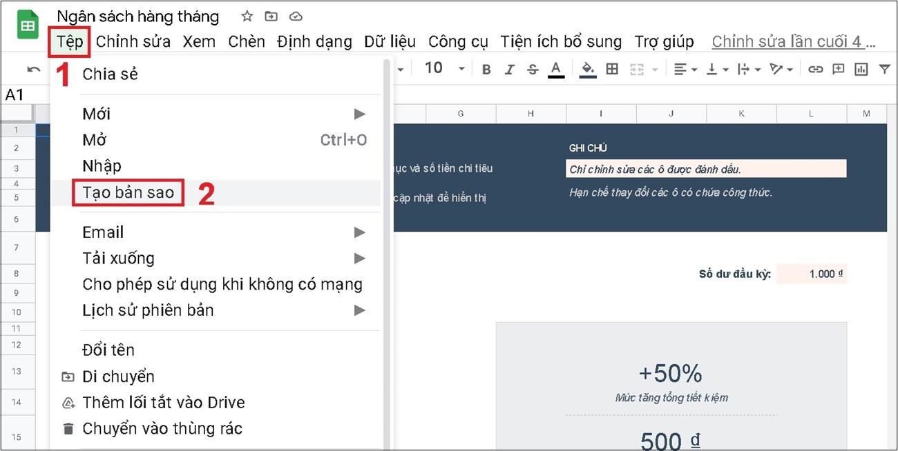 Hướng dẫn tạo bản sao Google Sheet và tải file Google Sheet về máy tính cực dễ dàng