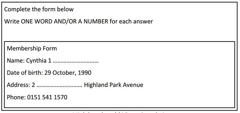 ielts listening registration form