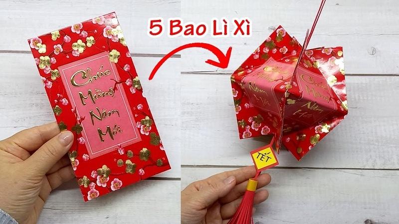 làm đồ trang trí tết bằng bao lì xì