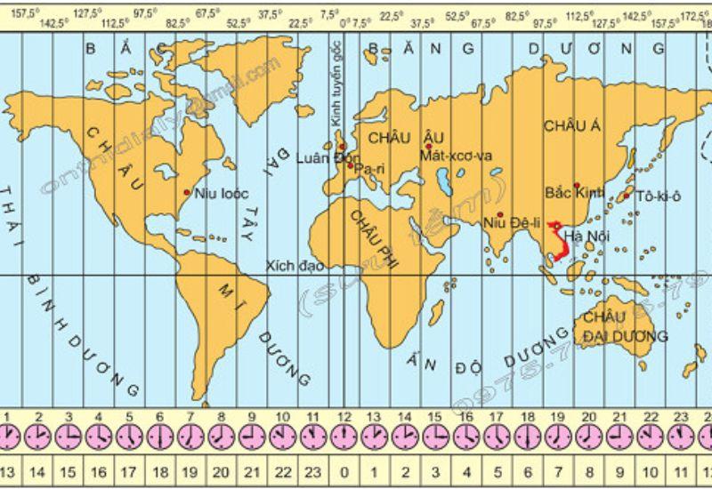 Múi giờ các nước trên thế giới & sự chênh lệch so với giờ Việt Nam