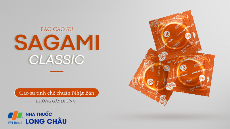 Bao cao su Sagami Classic siêu mỏng, nhiều chất bôi trơn, không mùi (12 cái)