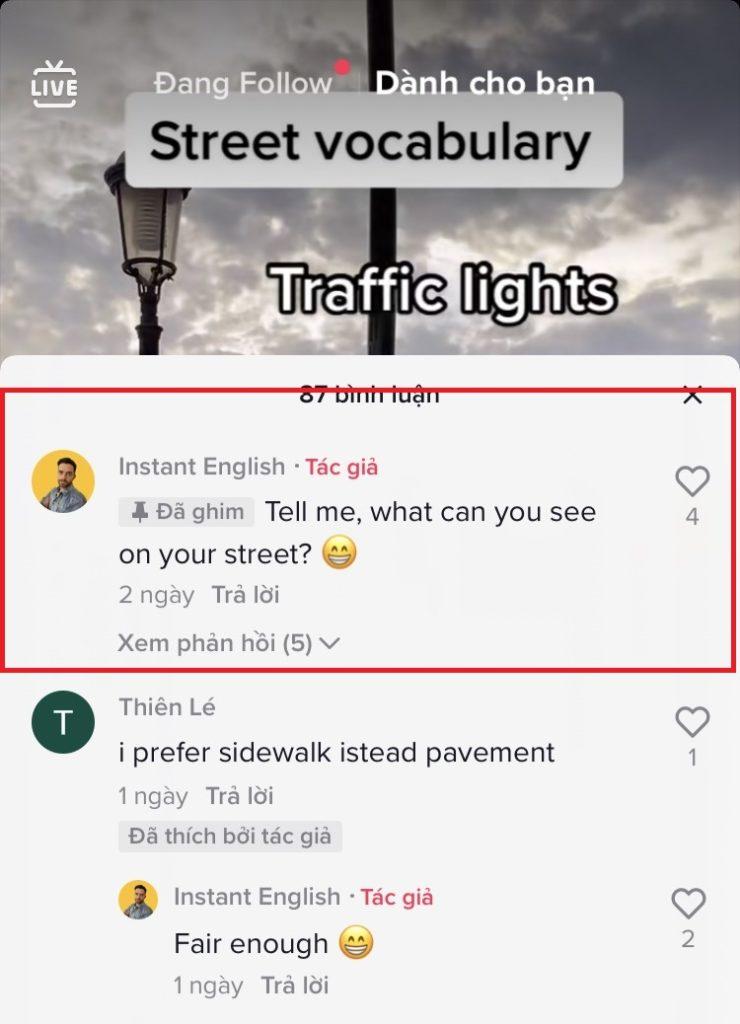 cách ghim bình luận trên tiktok