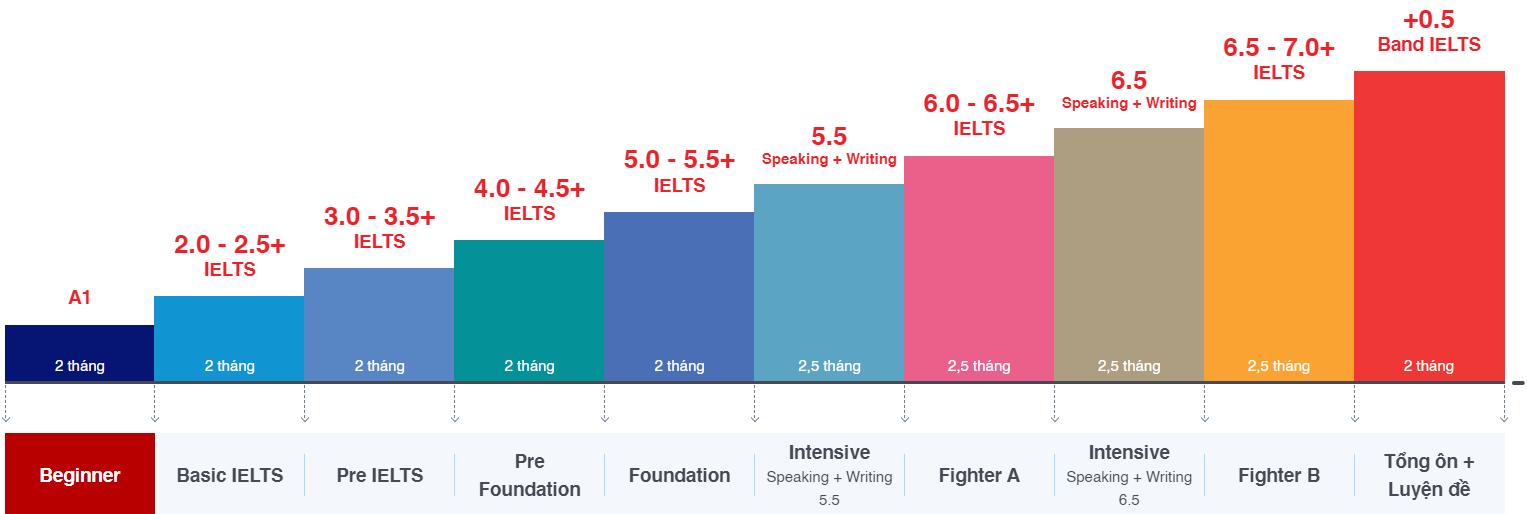 Khoá học IELTS, lộ trình các khoá học tại IELTS Fighter