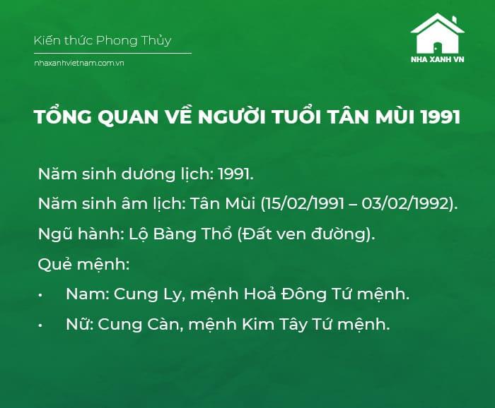 Tổng quan về người tuổi Tân Mùi sinh năm 1991