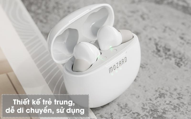 Tai nghe Bluetooth True Wireless Mozard AT15 Trắng - Màu trắng thanh lịch