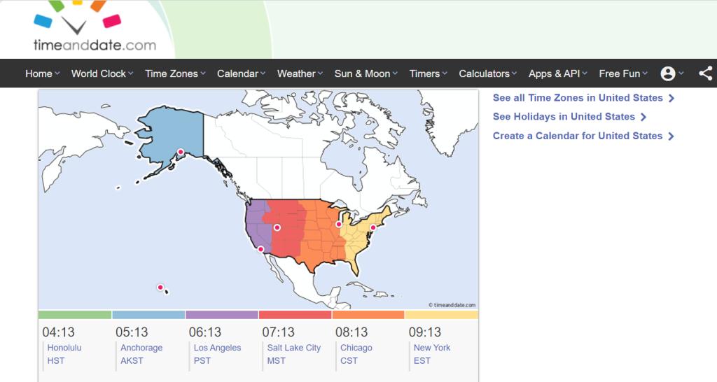 Múi giờ bên Mỹ & Cách xác định giờ bên Mỹ nhanh chóng