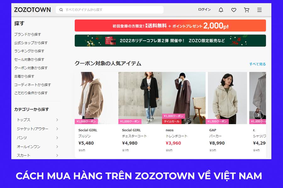 Mua hàng trên Zozotown trọn gói, nhanh chóng qua Shipquocte