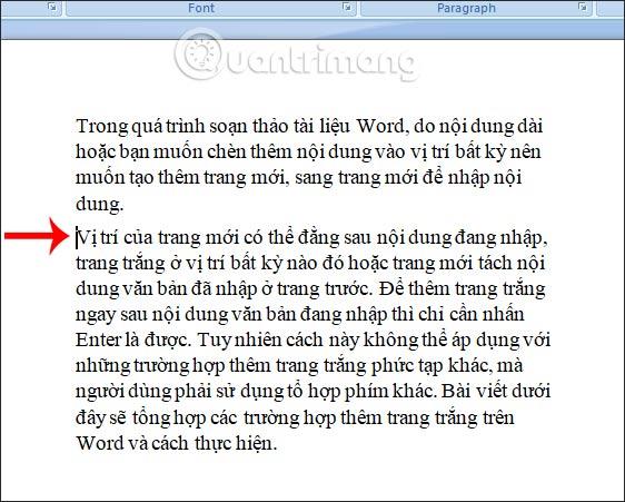 Tách nội dung sang trang mới