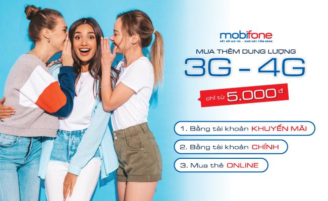 Cách mua thêm dung lượng 3G 4G 5G MobiFone mới