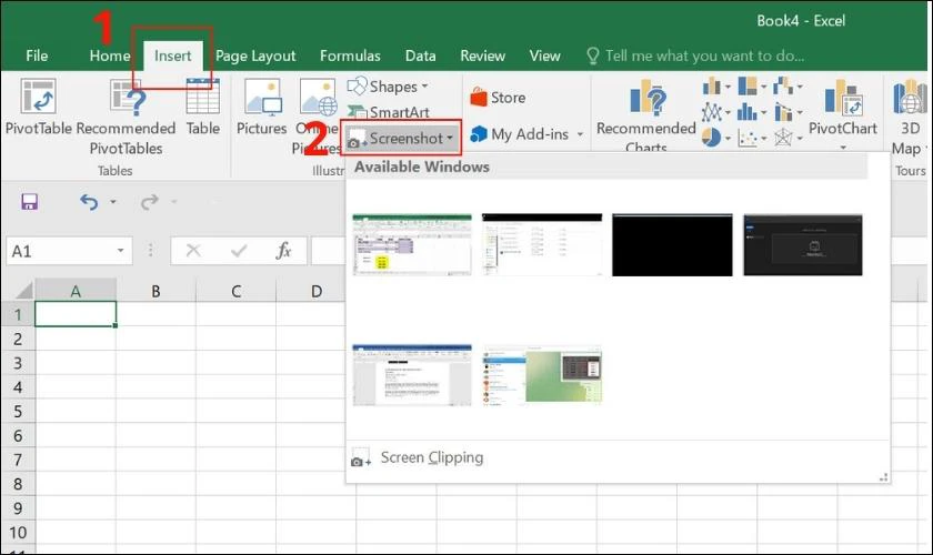 Cách chụp màn hình Excel