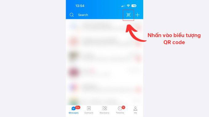 Mở ứng dụng Zalo để quét QR trên CCCD