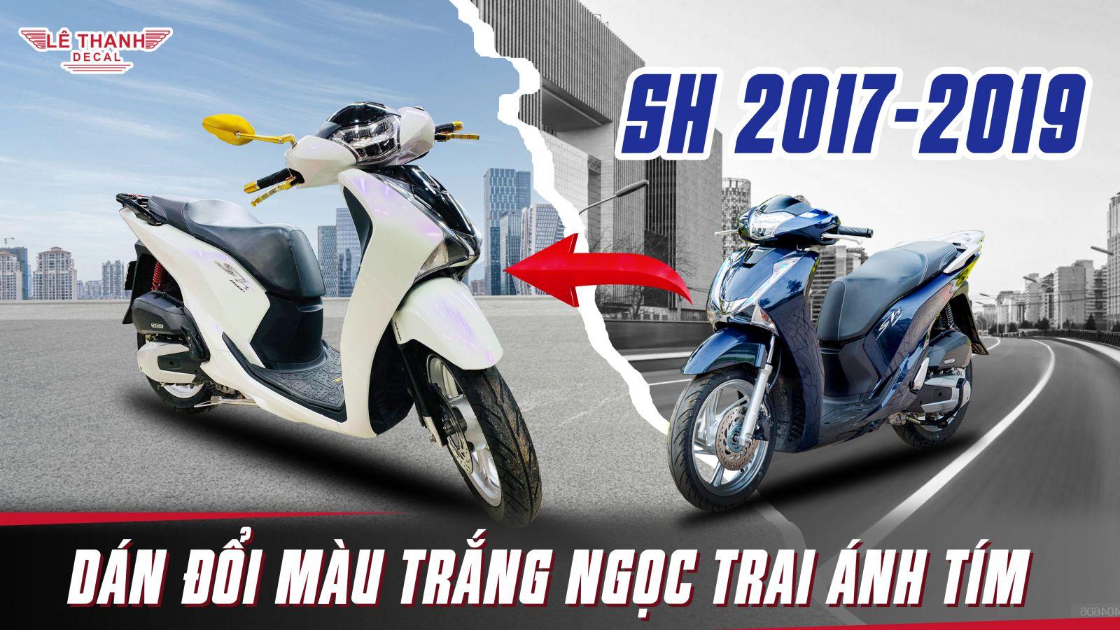 Dán decal đổi màu trắng ngọc trai ánh tím SH 2017 - 2019