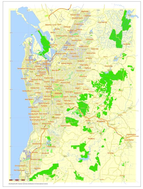 Area to the east of Gulf St Vincent highlighted