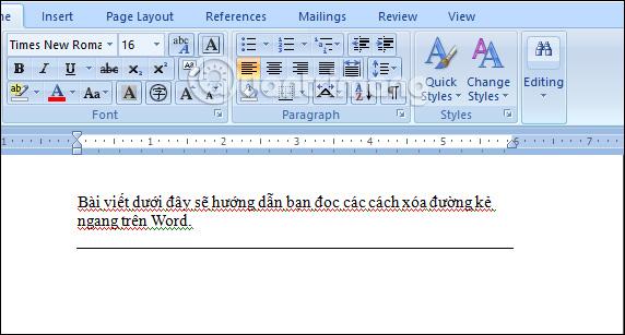 Cách xóa đường kẻ ngang trong Word