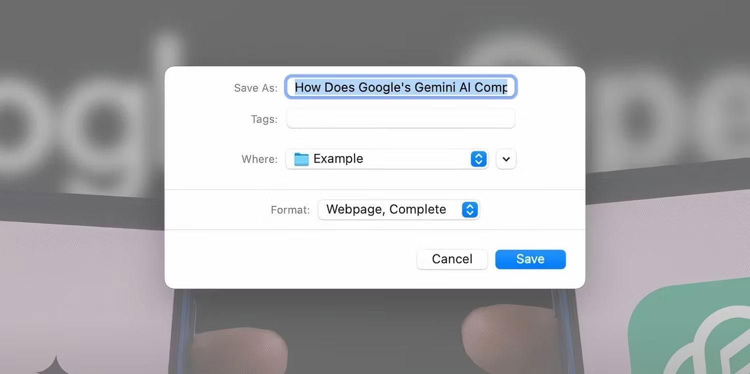Hộp thoại Save As của Chrome hiển thị ba loại file khác nhau để lưu trang web