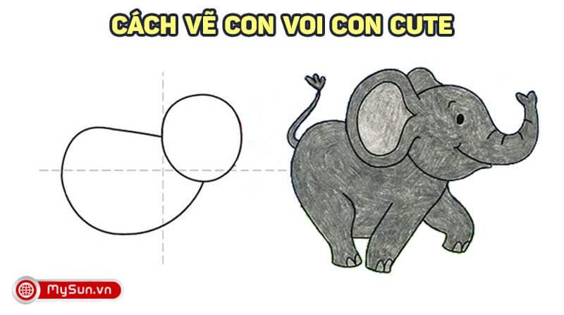 hướng dẫn cho bé cách vẽ hình tô màu tranh ảnh con voi theo cách đơn giản nhất