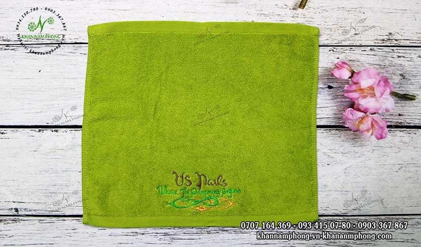 Bộ Khăn Nails Màu Xanh Cốm (100% Cotton) Thêu Logo