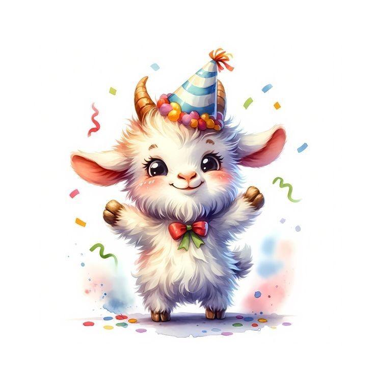 Hình ảnh con dê chibi - Ăn mừng