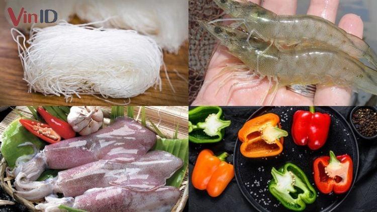Nguyên liệu để làm miến xào hải sản