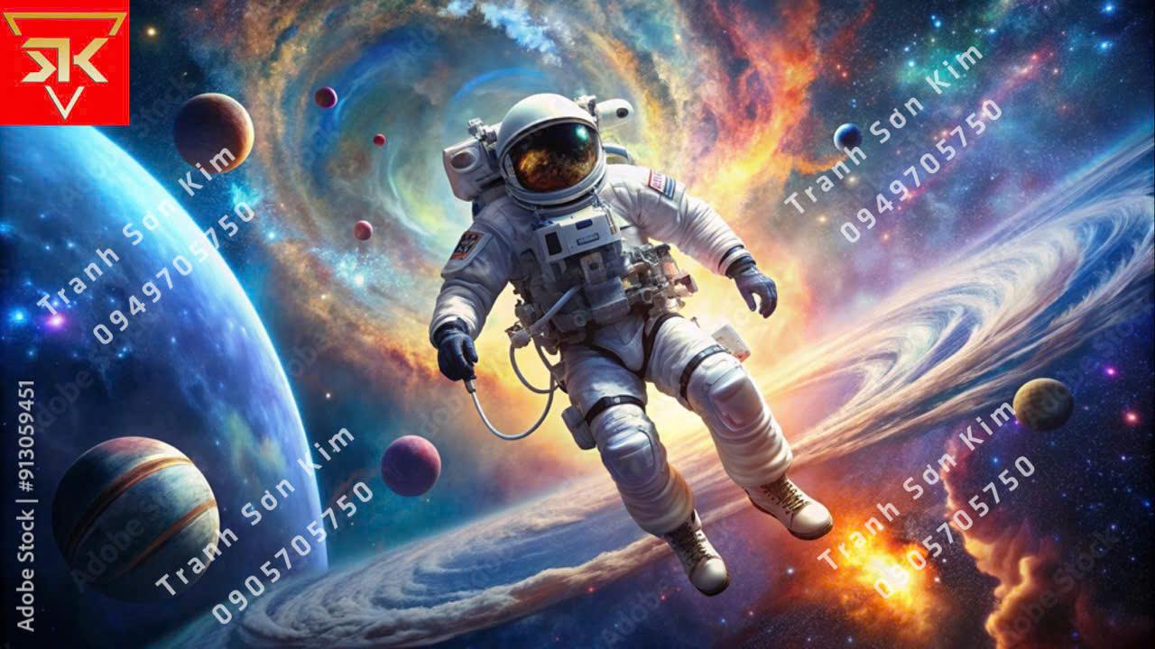 Tranh Dán Tường Phi Hành Gia Hiện Đại Giàu Tính Nghệ Thuật