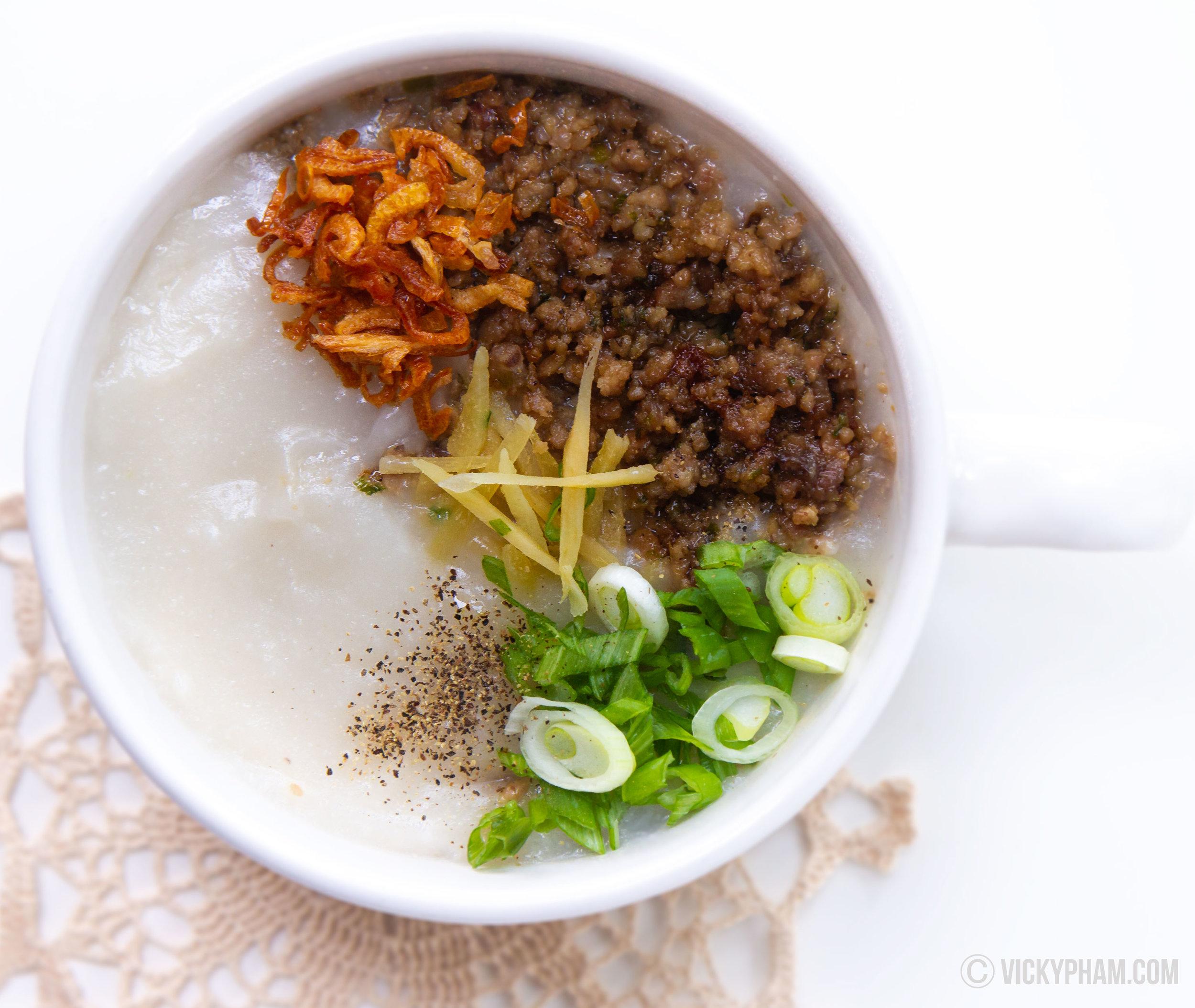 Vietnamese Rice Porridge with Ground Pork (Chao Suon Thit Bam)