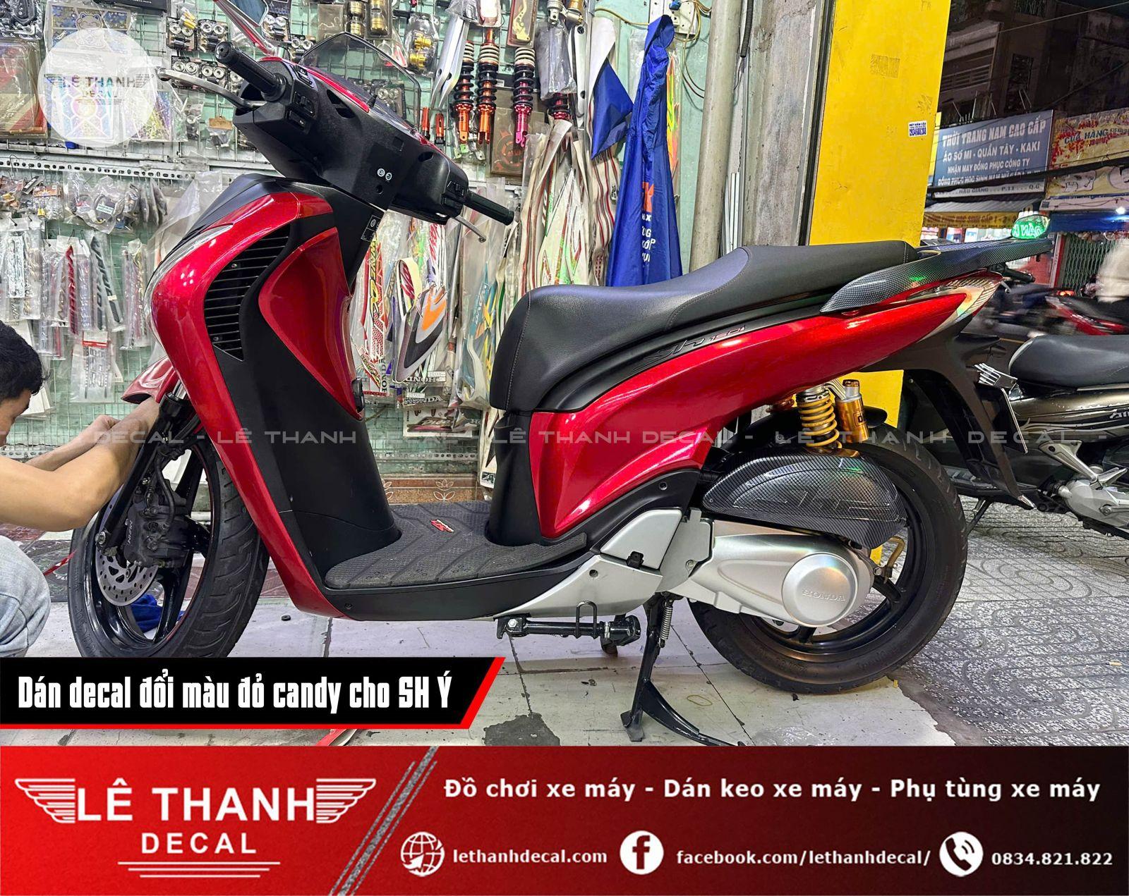 Dán decal đổi màu đỏ candy SH Ý 150i