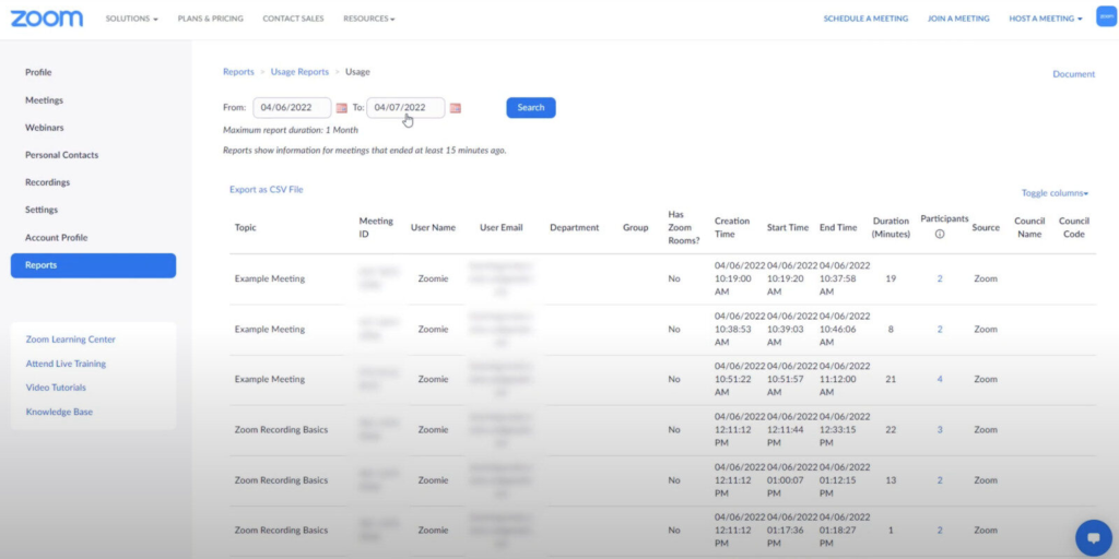 Cách sử dụng tính năng báo cáo điểm danh trên Zoom
