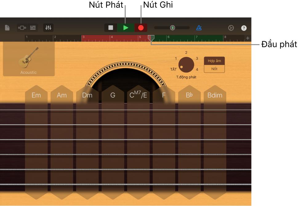 Ghi âm nhạc cụ cảm ứng trong GarageBand cho iPad