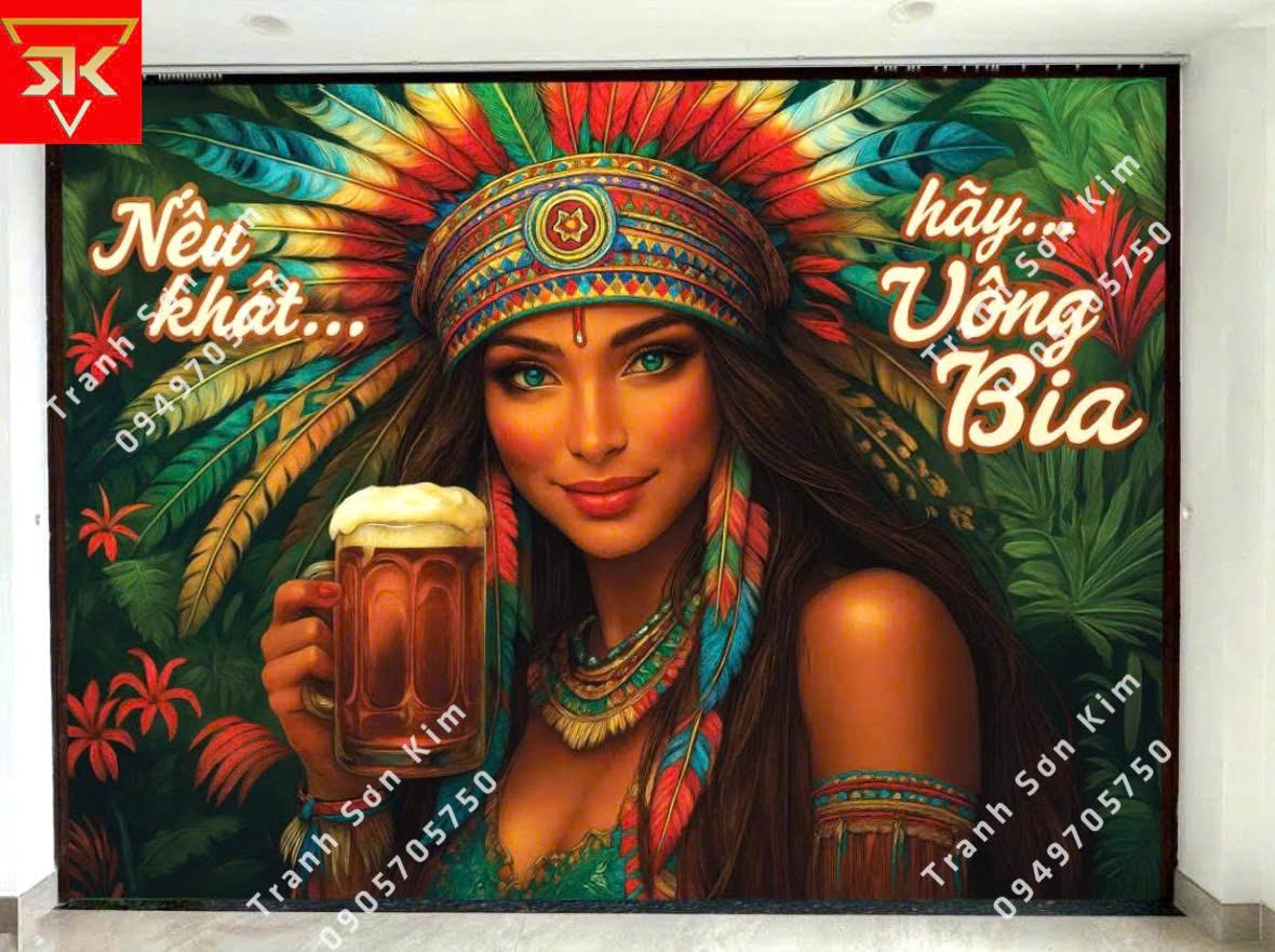 Tranh Dán Tường Quán Nhậu Bia Rượu Quán Ốc Hải Sản Độc Đáo.