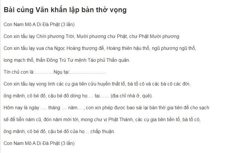 03Văn khấn lập bàn thờ vọng – bài cúng xin chân nhang