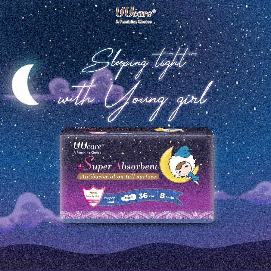 Băng Vệ Sinh UUcare Kháng Khuẩn Ban Đêm Young Girl 36cm (Che tên sản phẩm khi giao hàng)