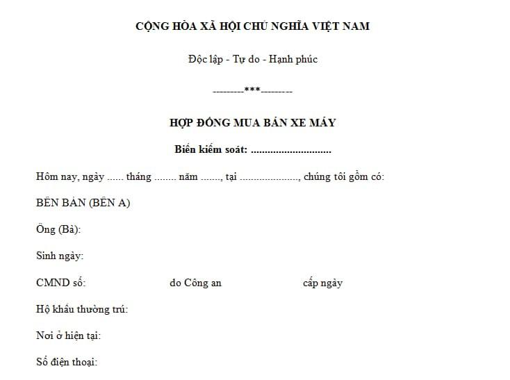 Mẫu Giấy Tay Mua Bán Xe Máy: Chuẩn Hóa Giao Dịch Hợp Pháp