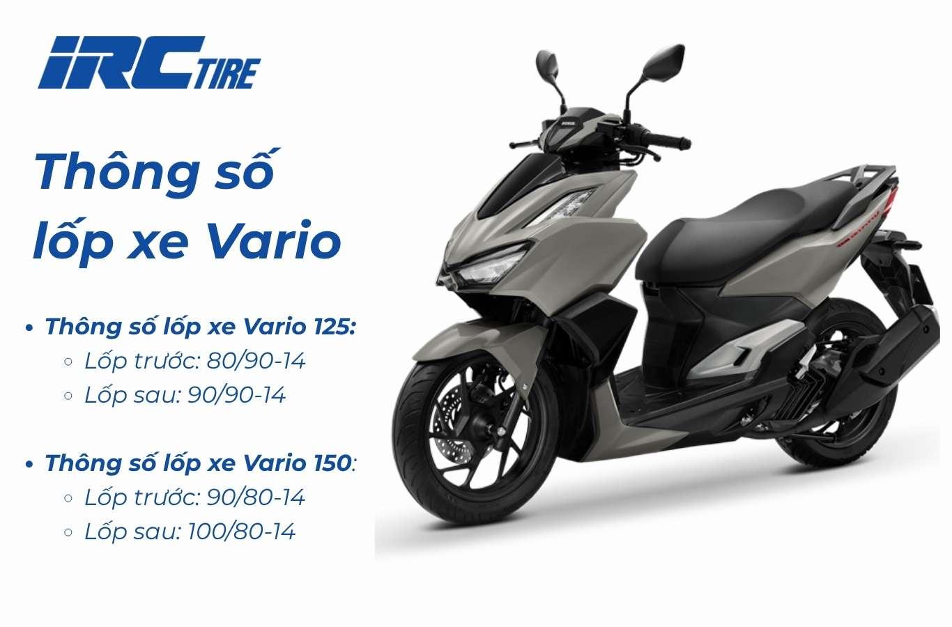 Thông số lốp xe Vario là bao nhiêu? Nên thay vỏ loại nào tốt?